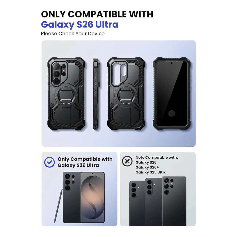 Case I-blason (mag) 360° Para Galaxy S26 Ultra Black + Mica 2