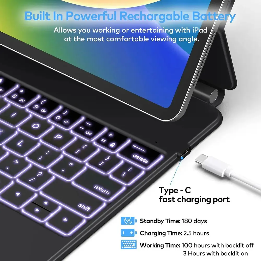 Teclado Magnético Para Para Ipad Air 13 M4 Chip (2026) A3461 A3462 A3464 Negro 6