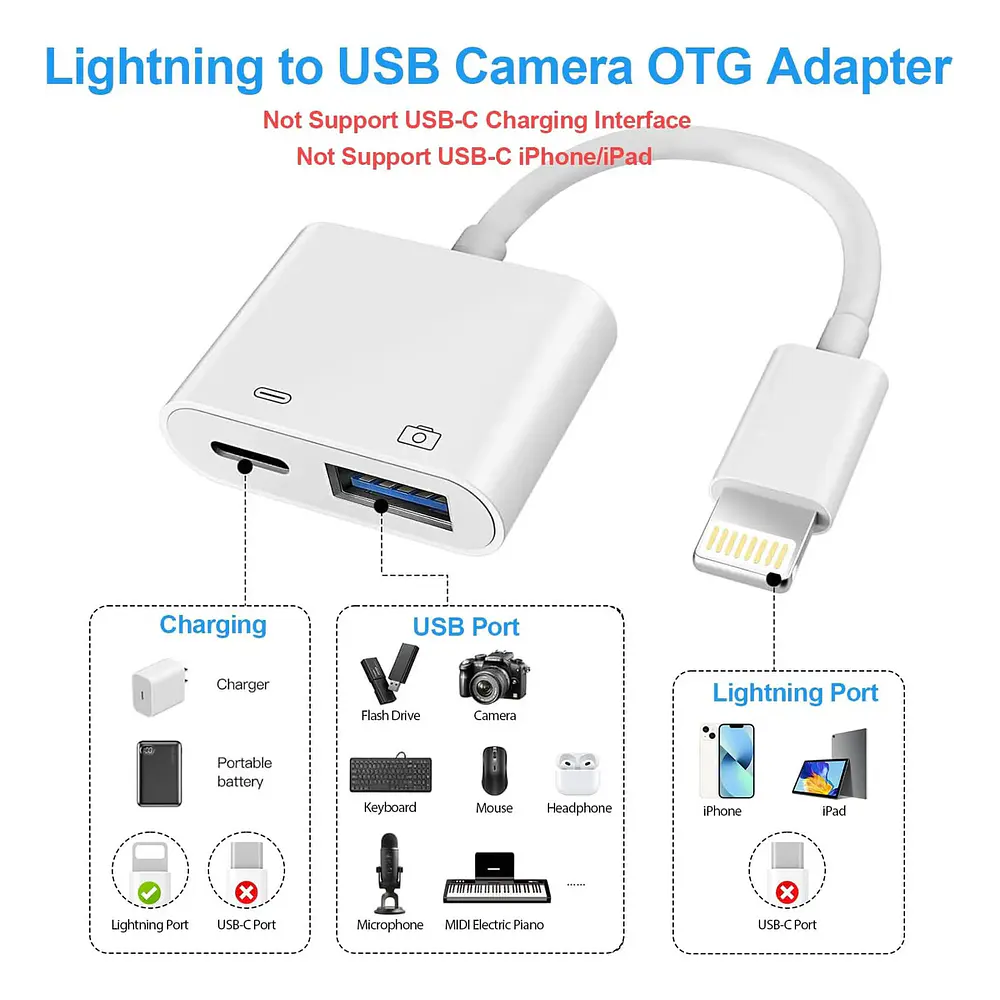 Adaptador Genérico Mfi Lightning A Usb3 Otg Para Iphone Ipad 4