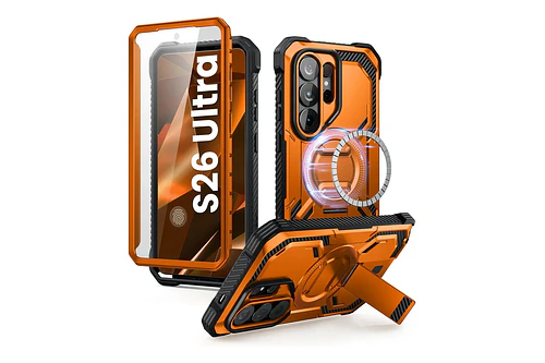 Case I-blason (mag) 360° Para Galaxy S26 Ultra Naranja +mica