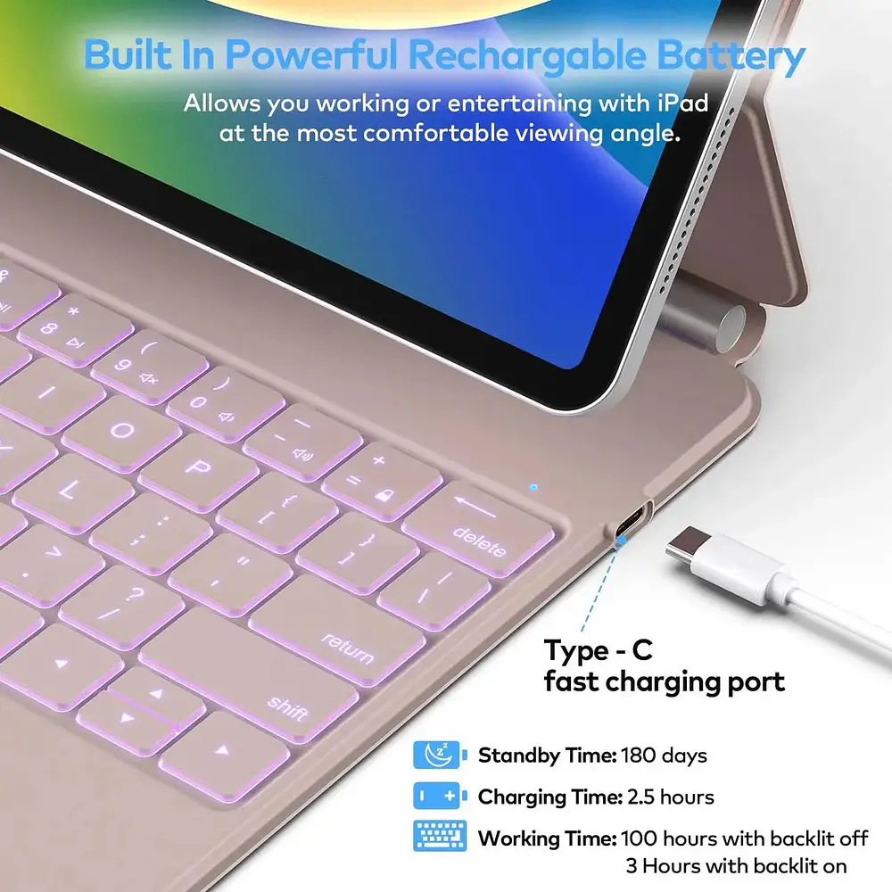 Teclado Magnético Para Ipad Air 11 M4 Chip (2026) A3459 A3460 A3463 Rose 2
