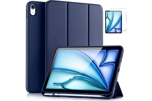 Mica + Smart Case Para Ipad Air 11 M4 Chip (2026) A3459 A3460 A3463 Azul Oscuro