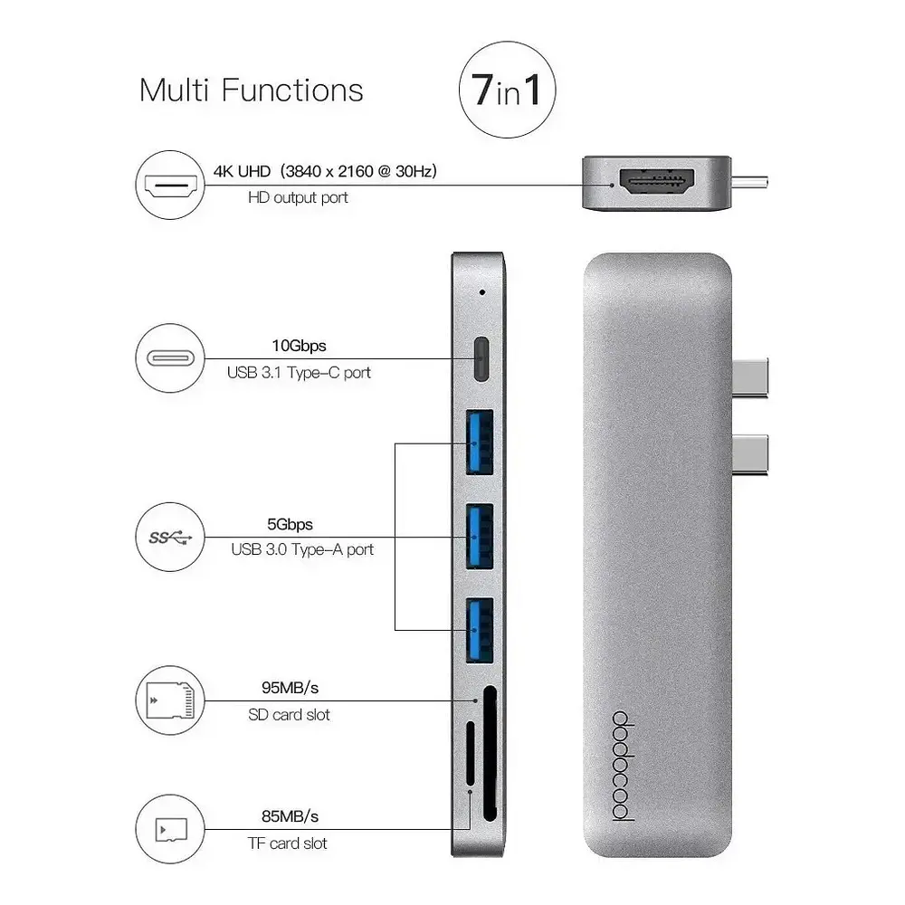 Hub Dodocool 7en2 Para Macbook Pro 14 M5 (2026) A3426 A3427 5