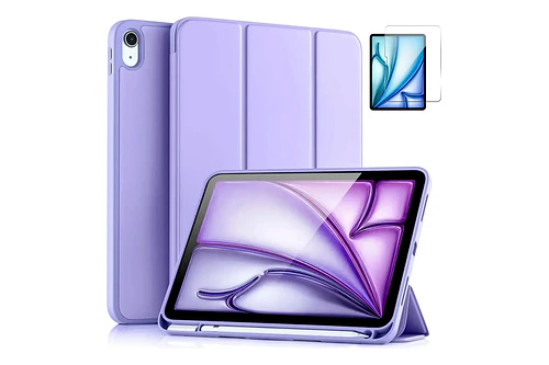 Mica + Smart Case Para iPad Air 11 M4 Chip (2026) A3459 A3460 A3463 Lila
