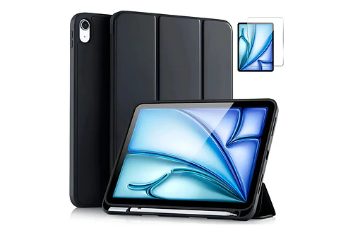 Mica + Smart Case Para Ipad Air 11 M4 Chip (2026) A3459 A3460 A3463 Negro