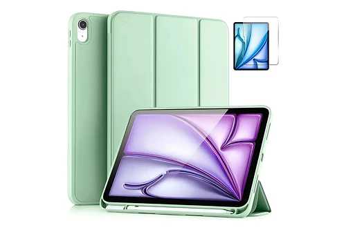 Mica + Smart Case Para Ipad Air 11 M4 Chip (2026) A3459 A3460 A3463 Verde Menta