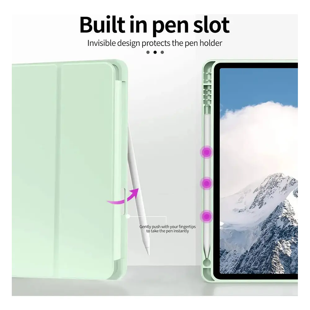 Mica + Smart Case Para Ipad Air 11 M4 Chip (2026) A3459 A3460 A3463 Verde Menta 3