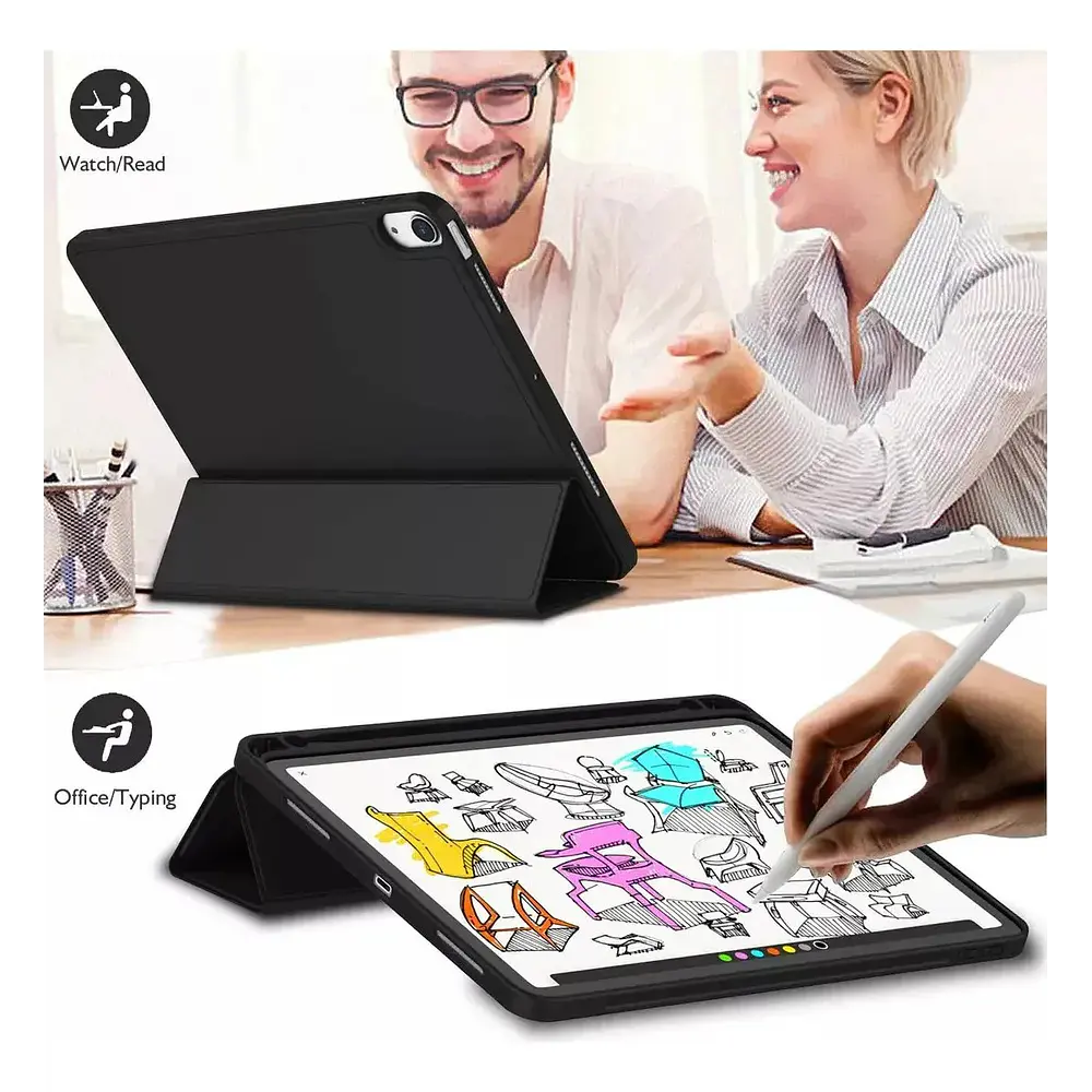 Mica + Smart Case Para Ipad Air 11 M4 Chip (2026) A3459 A3460 A3463 Negro 5