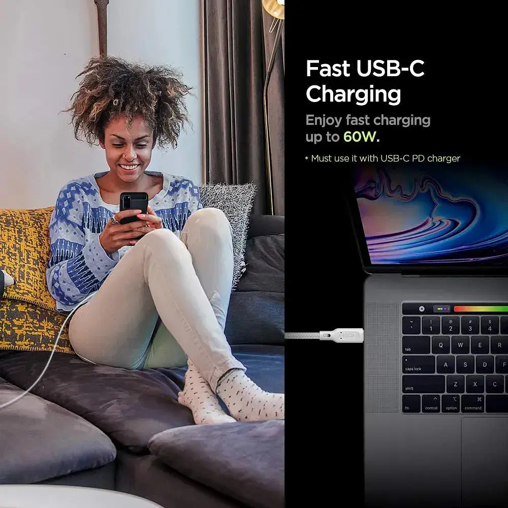Cable Spigen Nylon Usb-c A Usb-c 1.5m Para Iphone Y Samsung 4