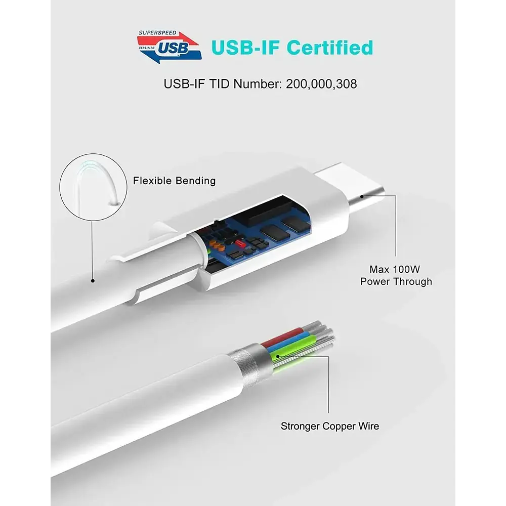 Cable Szpower Usb-c 100w 2m Para Macbook Air 13.6 M5 A3449 2