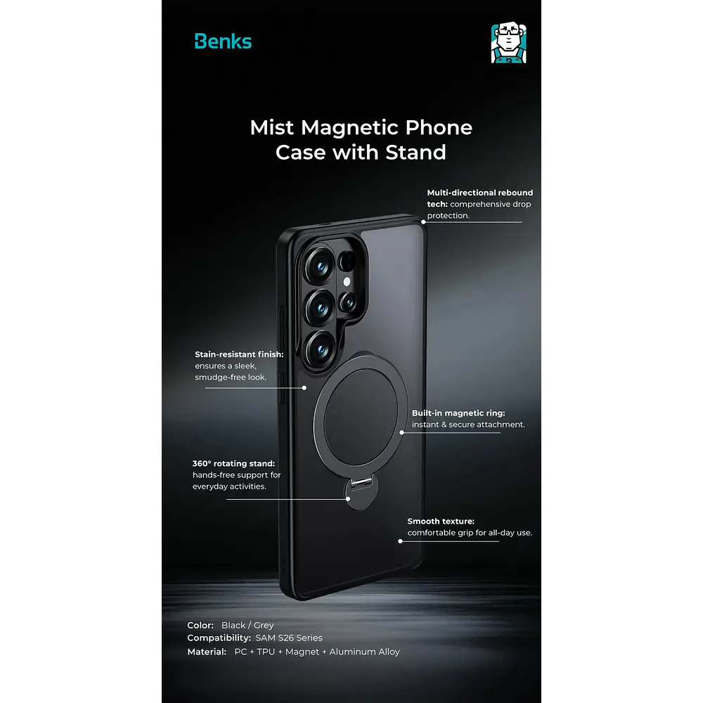 Case Benks Mist Metal Stand (mag) Para Galaxy S26 Ultra 2
