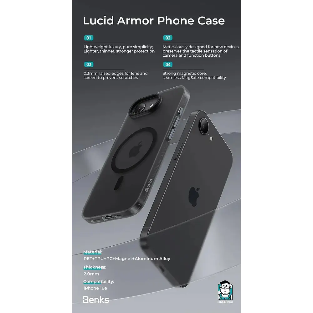 Case Benks Lucid Armor (mag) Para Iphone 17e (2026) Smoke 2