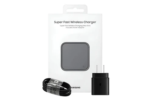 Cargador inalámbrico Samsung Super Fast Wireless Charger Pad 15w Galaxy S26 Plus Ultra (con Cargador de pared 25W)
