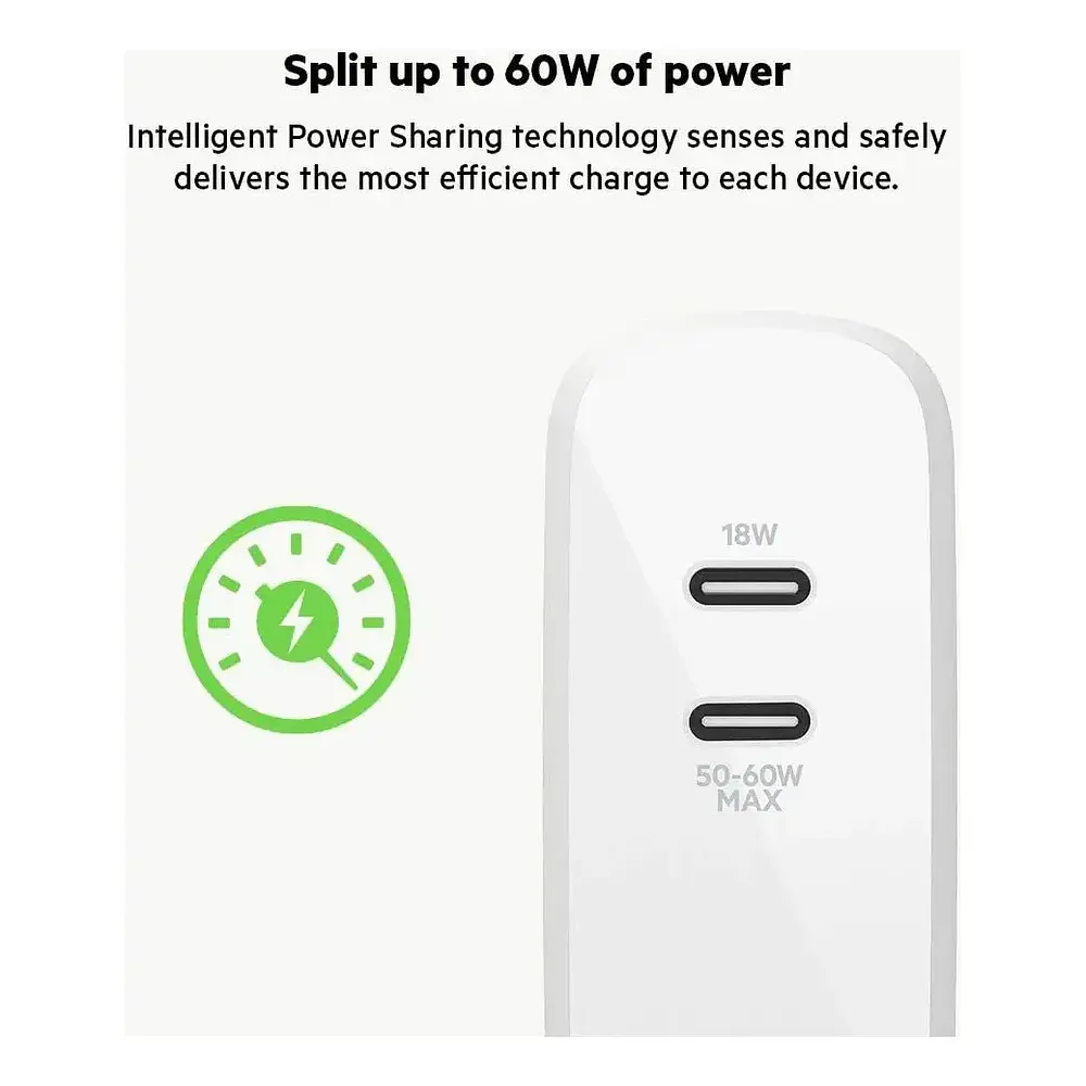 Cargador de Pared Belkin Usb C 68w Para Macbook Air 15 M5 A3448 3