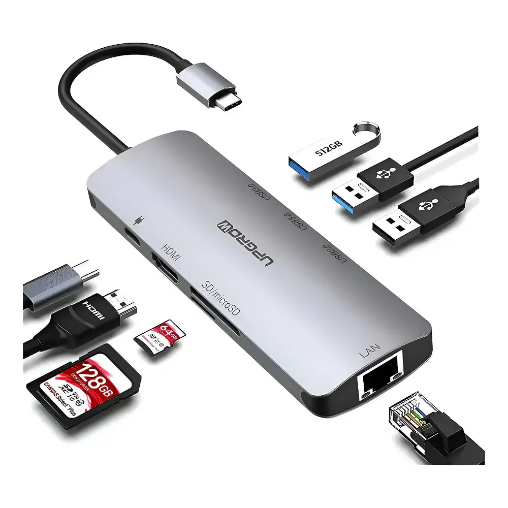 Adaptador Hub Upgrow Red 8en1 Para Macbook Air 13.6 M5 A3449 1