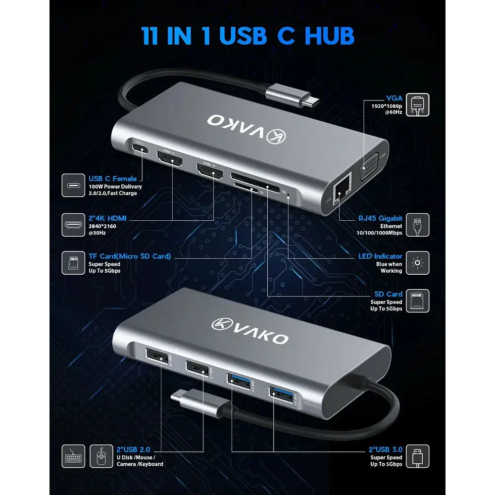 Adaptador Hub Vako Usb C Hdmi Para Macbook Air 15 M5 A3448 2