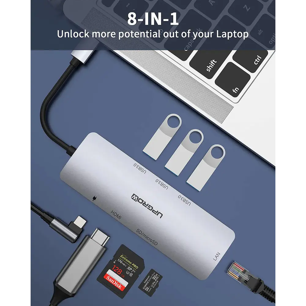 Hub Upgrow Ethernet 8en1 Para Macbook Air 15 M5 A3448 2
