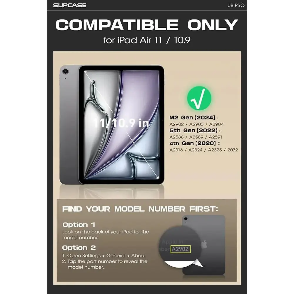 Case Supcase 360° Para Ipad Air 11 M4 Chip (2026) A3459 A3460 A3463 Negro 6