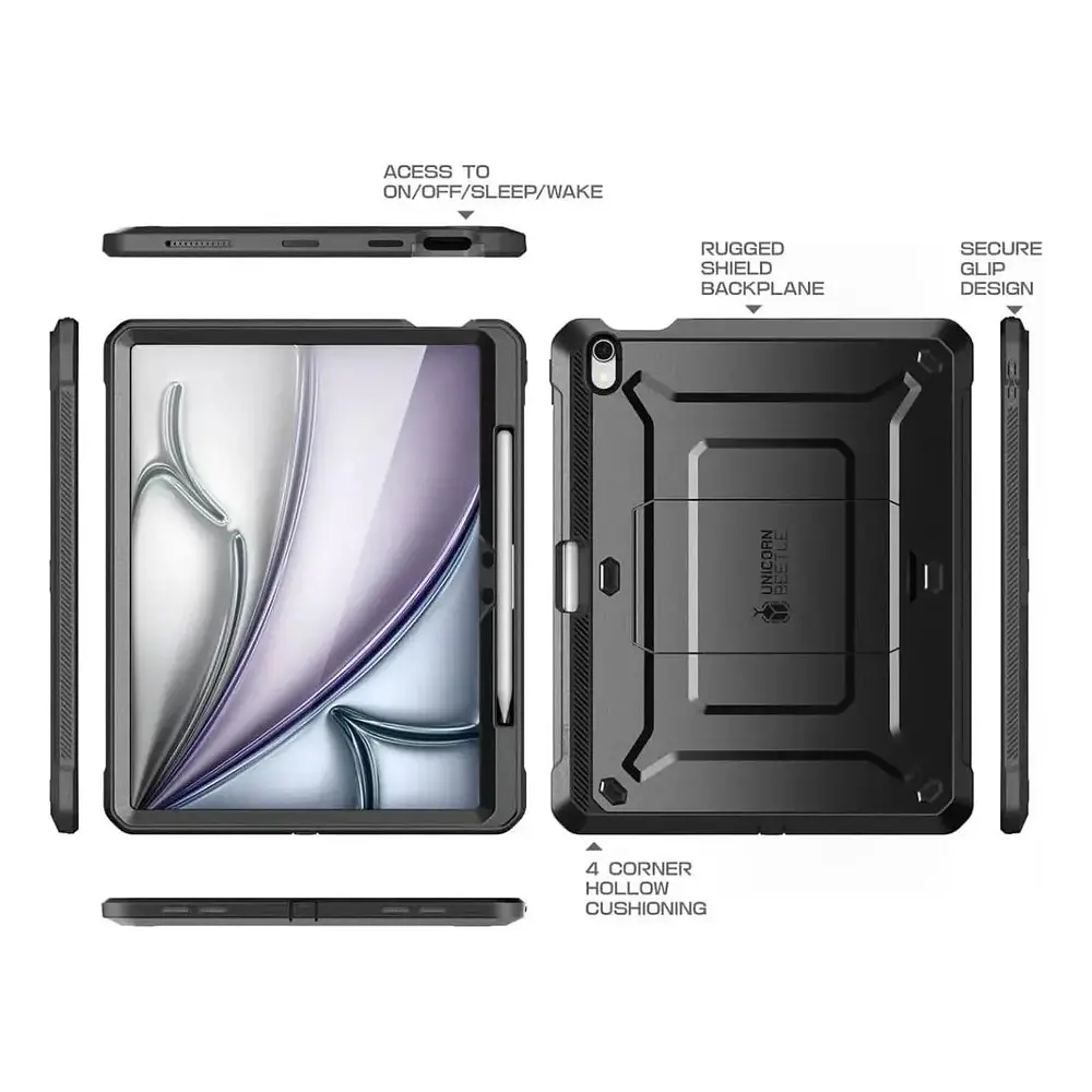 Case Supcase 360° Para Ipad Air 13 M4 Chip (2026) A3461 A3462 A3464 Negro 7