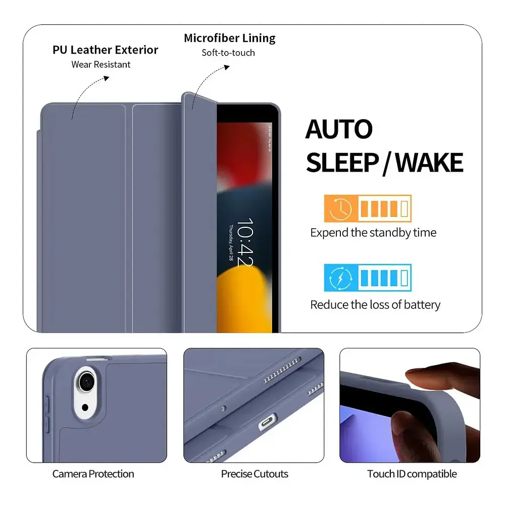Funda Smart Case Para Ipad Air 11 M4 Chip (2026) A3459 A3460 A3463 Acero 4