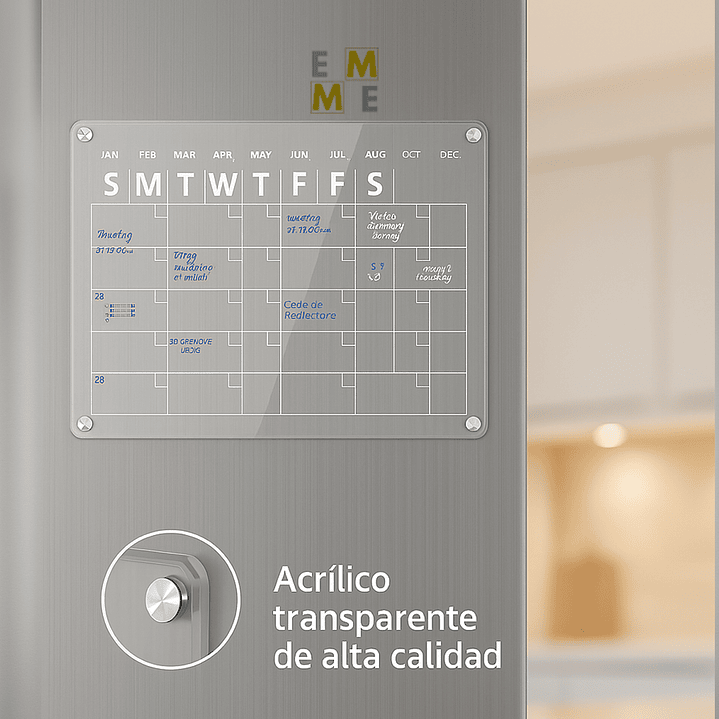 Pizarra Calendario Mensual Magnética Para Refrigerador 3