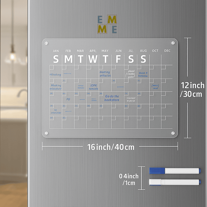 Pizarra Calendario Mensual Magnética Para Refrigerador 4
