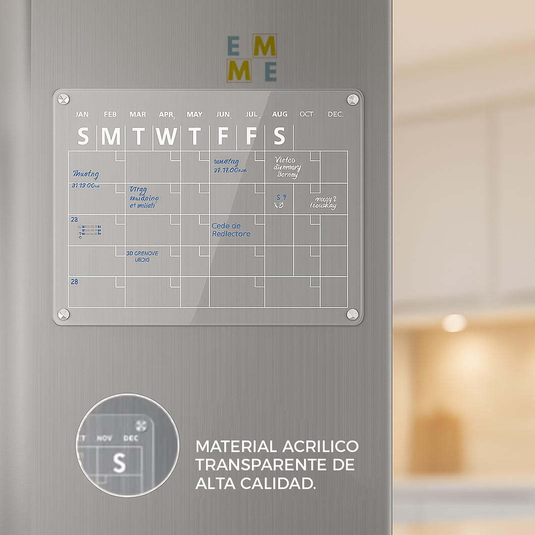 Pizarra Calendario Mensual Magnética Para Refrigerador 7