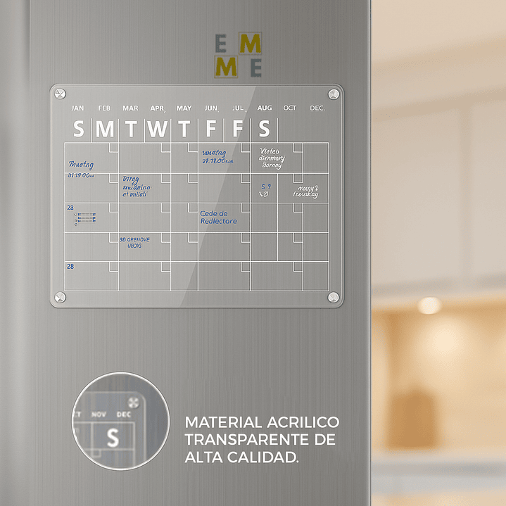 Pizarra Calendario Mensual Magnética Para Refrigerador 7