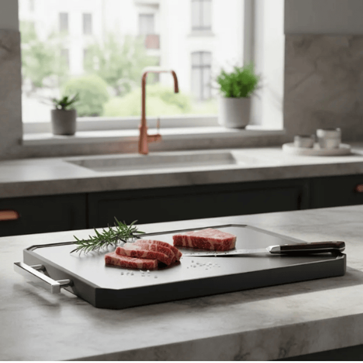 Tabla De Picar Para Cortar Doble Cara En Acero Inoxidable 8