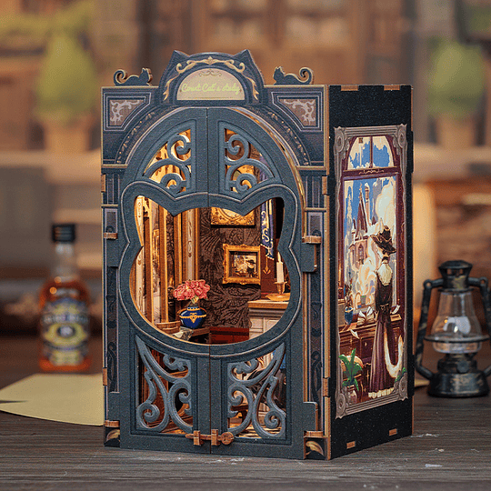  Book Nook Miniatura 3D  Count Cat