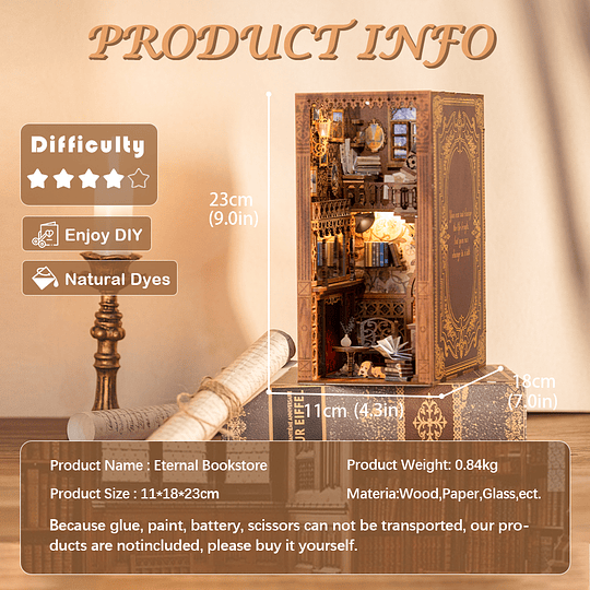  Book Nook Miniatura 3D  Eternal Bookstore