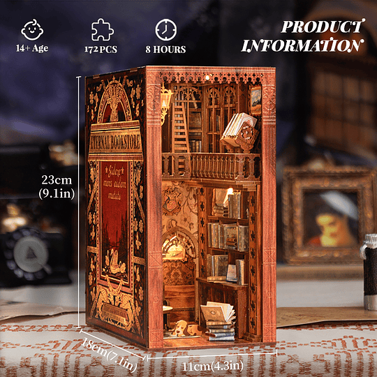  Book Nook Miniatura 3D  Eternal Bookstore