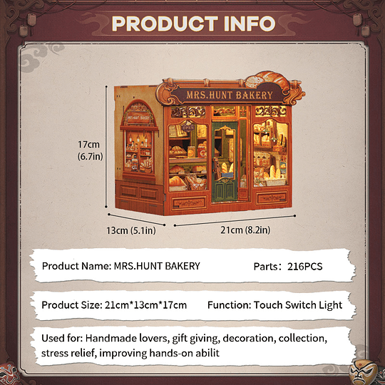  Book Nook Miniatura 3D  Mr Hunt Backery