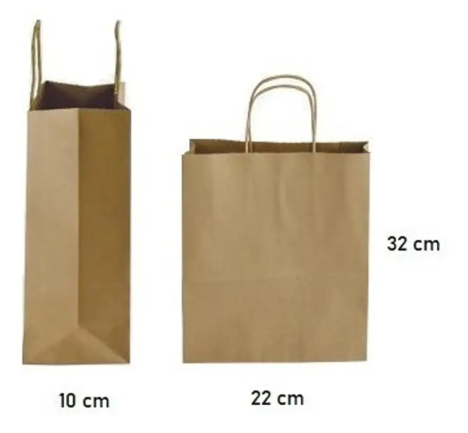 Pack 50 Bolsas De Papel Kraft Con Manillas.    22x25x10. Cm 4