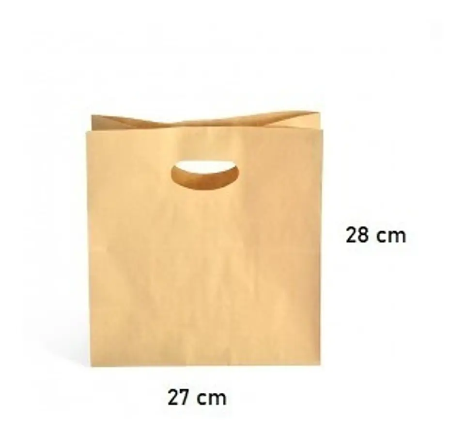 Pack 50 Bolsas De Papel Kraft Manilla Agujero RIN 28x35x15 Cm 3