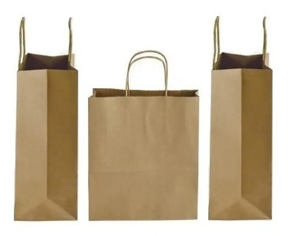 Pack 50 Bolsas De Papel Kraft Con Manillas. 22x30x10. Cm 2