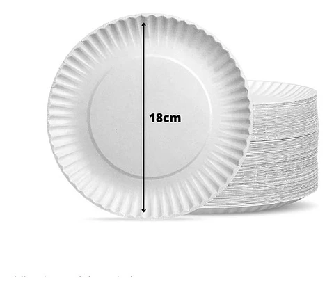100 Platos De Carton Blanco Desechables Uso Comun 18 Cm.