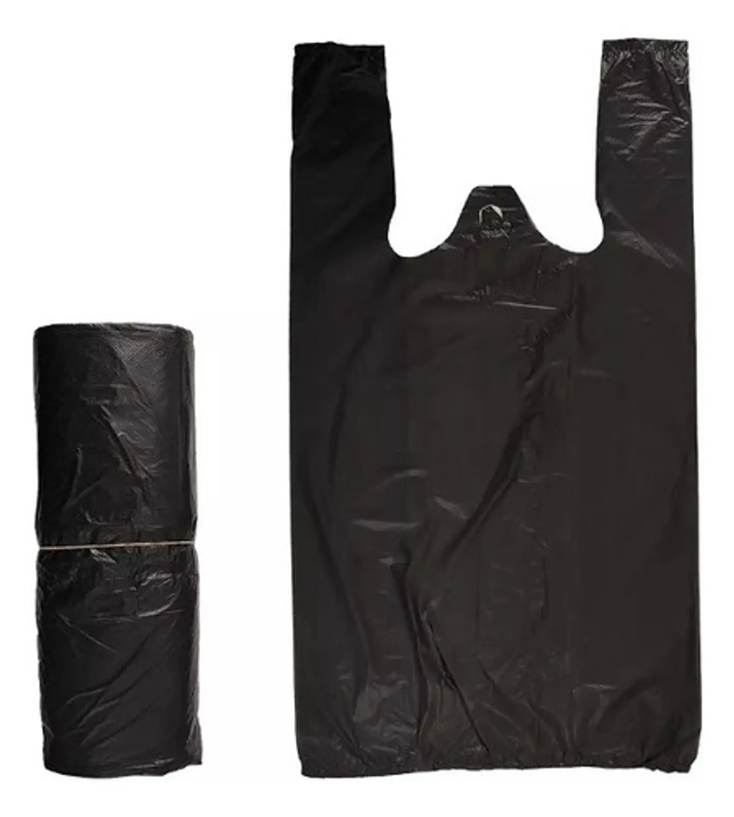 100 Bolsas Plásticas Tipo Camiseta - 32x35 - Todo Uso - Color Blanco 1