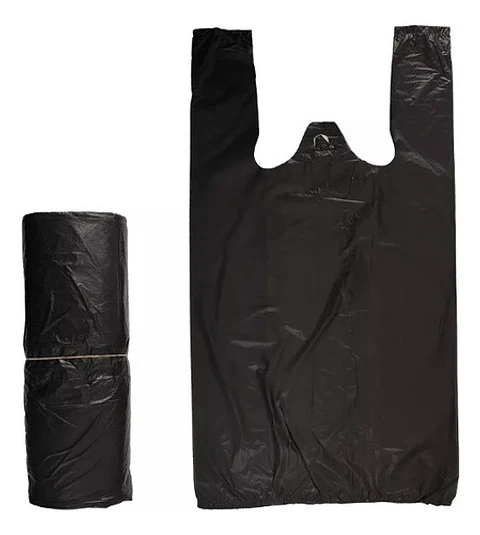100 Bolsas Plásticas Tipo Camiseta - 50x60 - Todo Uso "JUMBO" - Color Negro