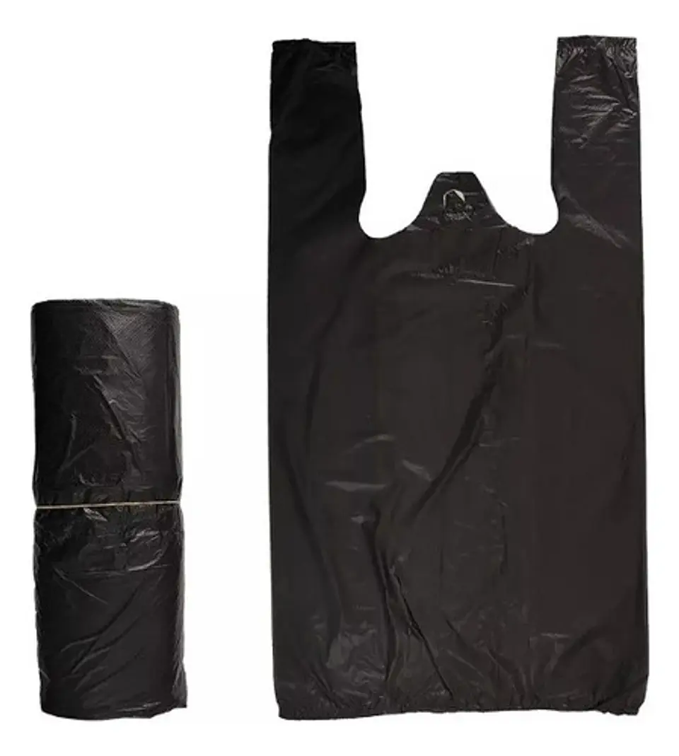 100 Bolsas Plásticas Tipo Camiseta - 70x90 - Todo Uso  - Color Negro - BIG JUMBO 1