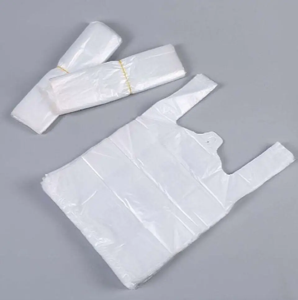 100 Bolsas Plásticas Tipo Camiseta - 35x40 - Todo Uso - Color Blanca 5