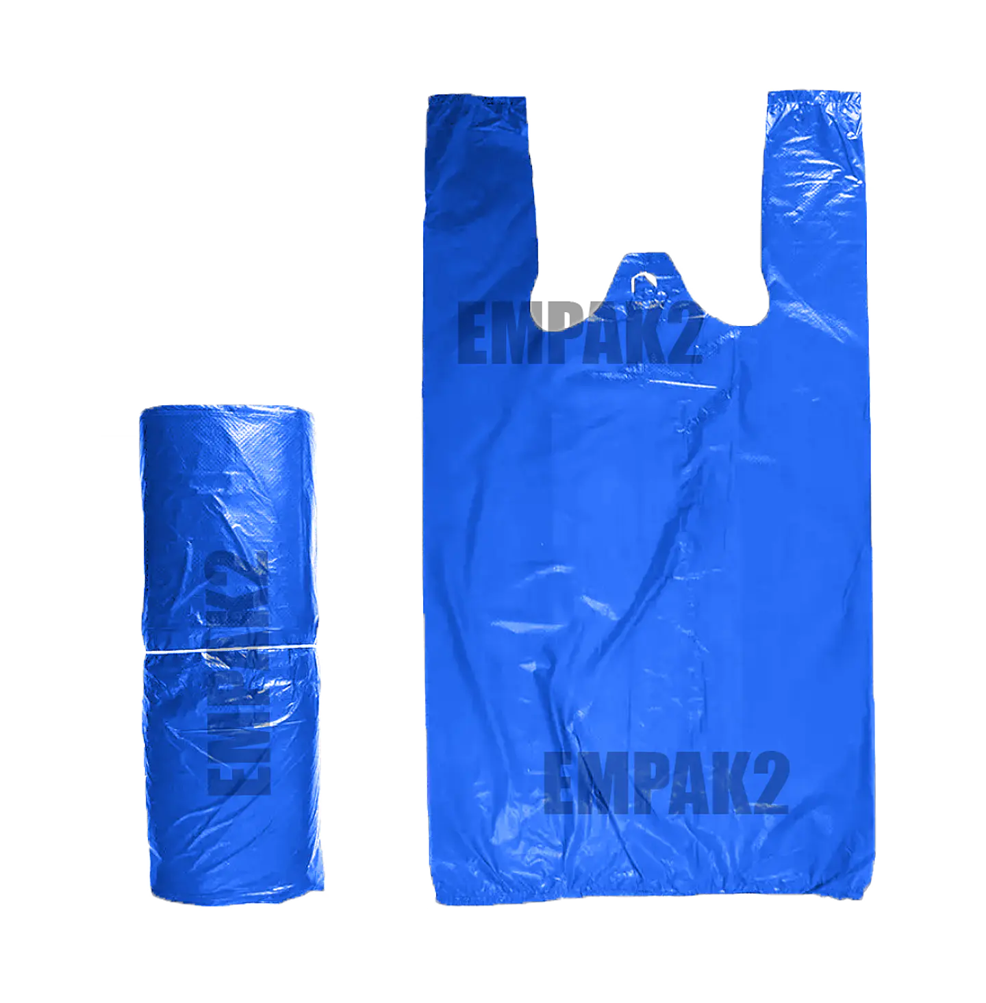100 Bolsas Plásticas Tipo Camiseta - 32x35 - Todo Uso - Color AZUL 1