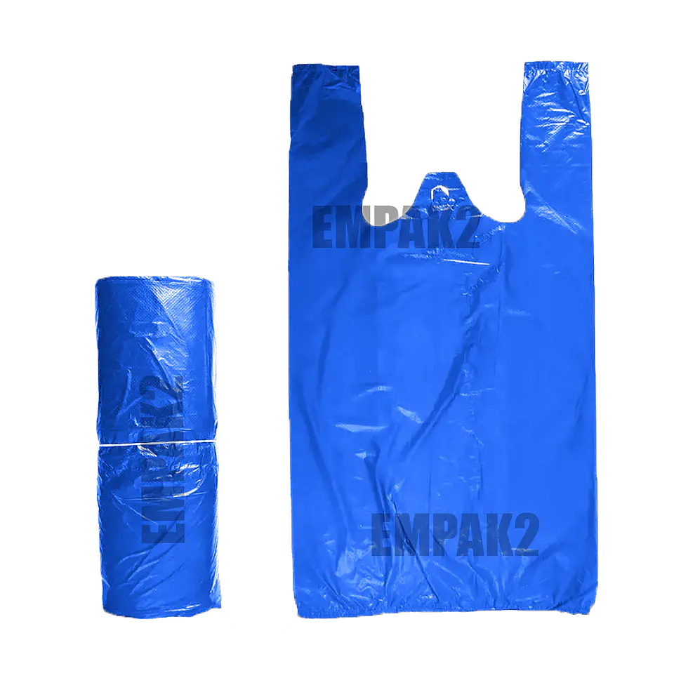 100 Bolsas Plásticas Tipo Camiseta - 32x35 - Todo Uso - Color AZUL 1
