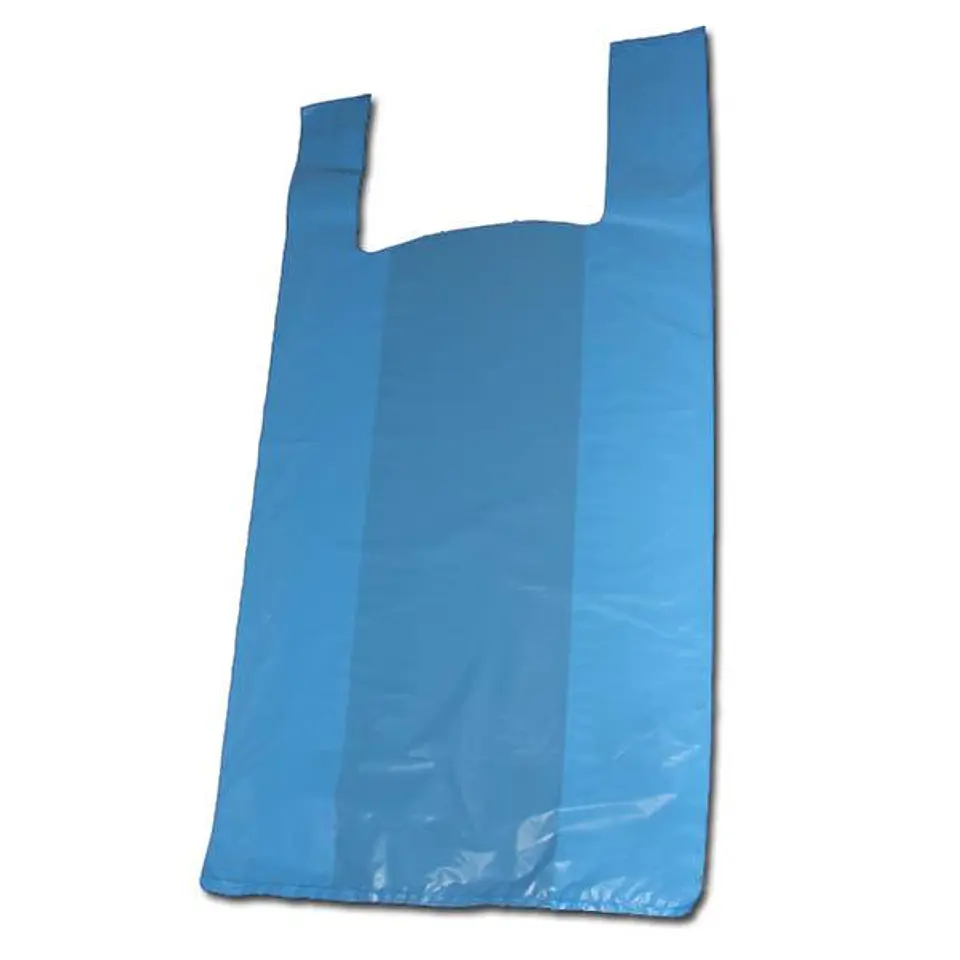 100 Bolsas Plásticas Tipo Camiseta - 32x35 - Todo Uso - Color AZUL 5