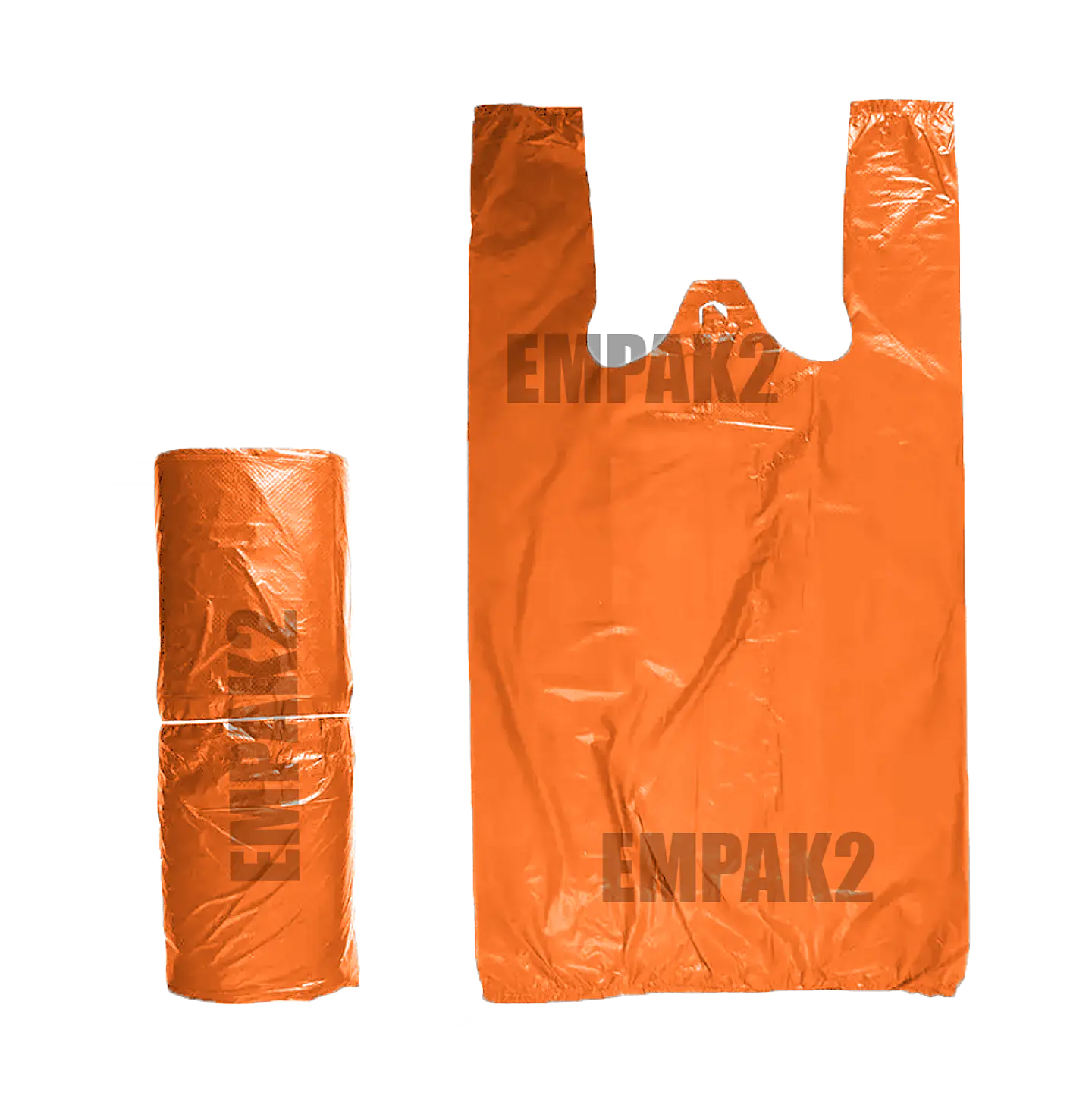 100 Bolsas Plásticas Tipo Camiseta - 35x40 - Todo Uso - Color Naranjo 1