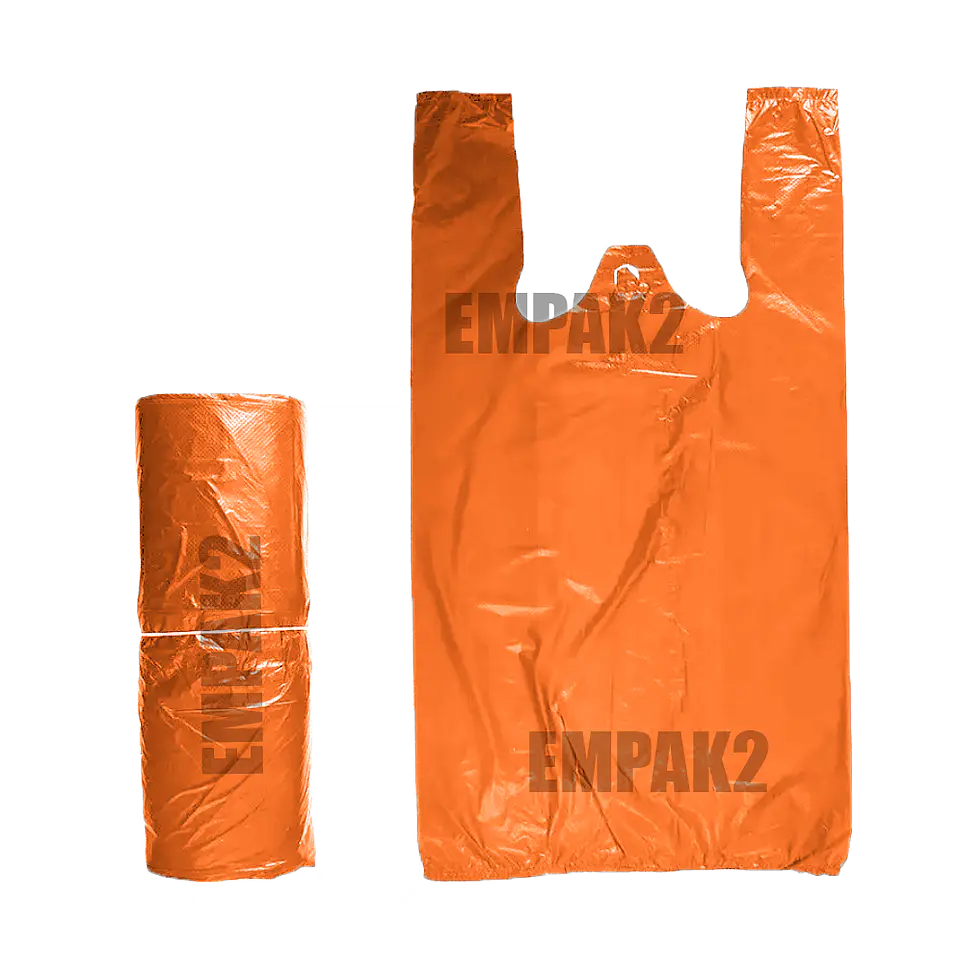 100 Bolsas Plásticas Tipo Camiseta - 35x40 - Todo Uso - Color Naranjo 1