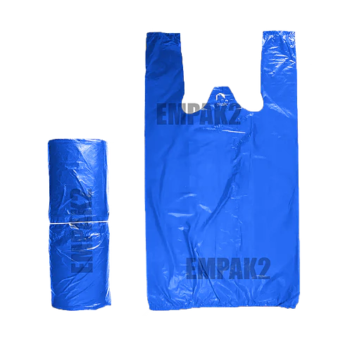 100 Bolsas Plásticas Tipo Camiseta - 40x50 - Todo Uso - Color Azul