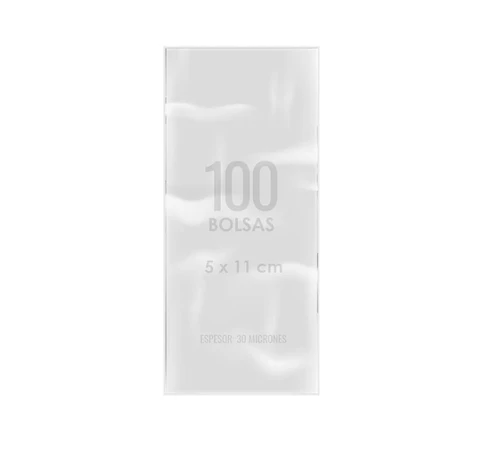 100 Bolsas Plástica Celofán Transparente 5x11cm