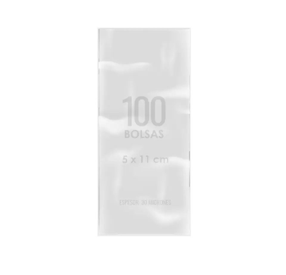 100 Bolsas Plástica Celofán Transparente 5x11cm 1