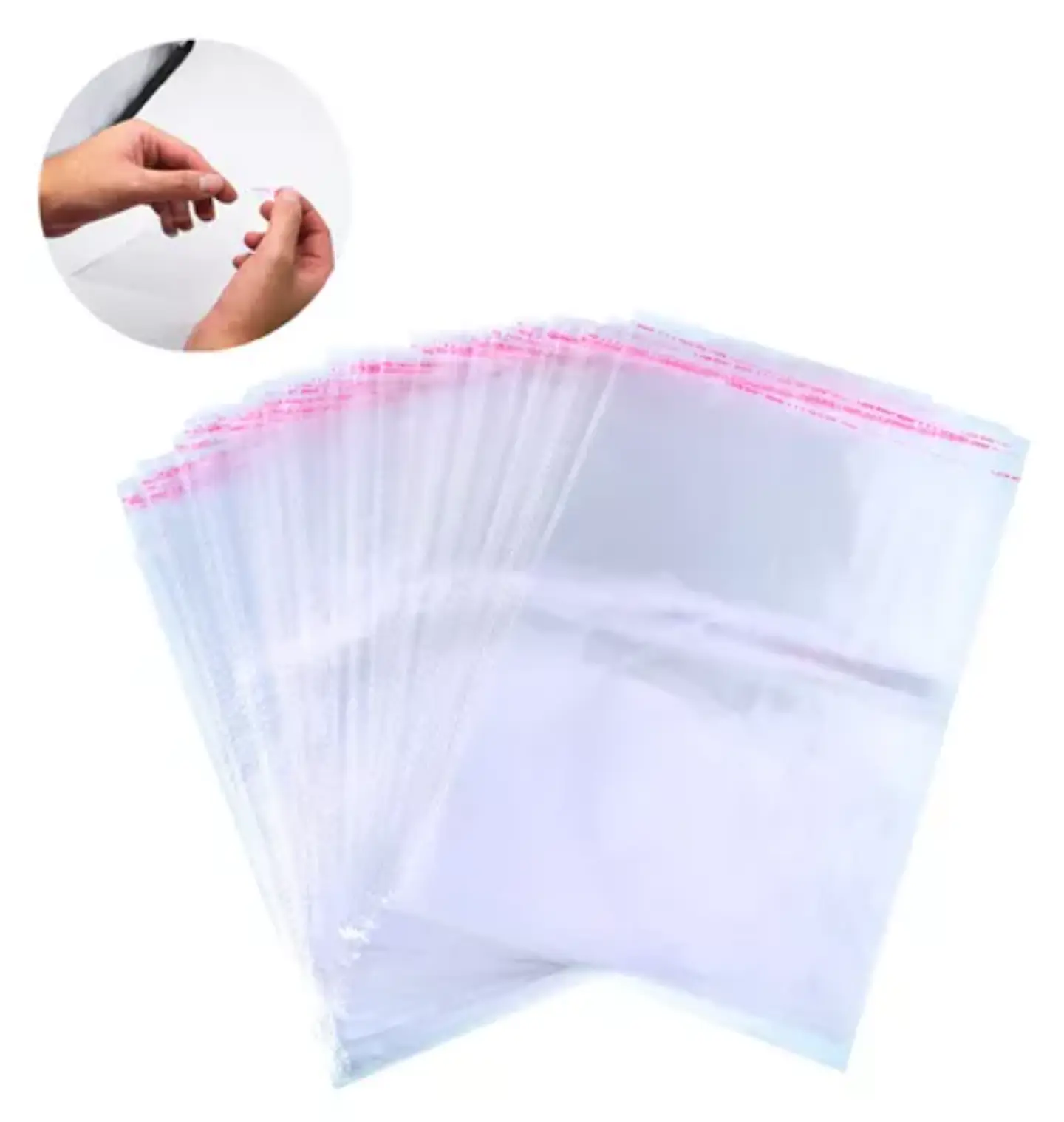 100 Bolsas Plásticas de Celofán con Sello - Transparente 30x40+3 cm 2